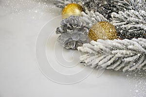 Christmas tree branch, card   ball background decorative ornament