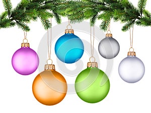 Christmas tree branch with Christmas ball