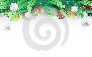 Christmas tree Branches and ornaments. christmas Banner, posters, headers, cards and website