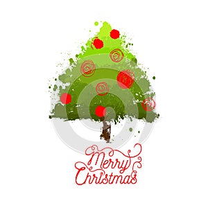 Christmas tree brush strokes. hand drawing. Not AI, Vector illustrations