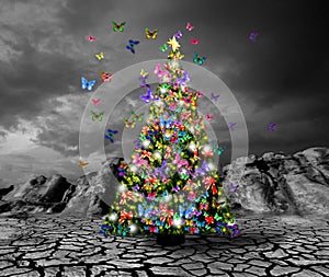 Christmas tree with butterflies