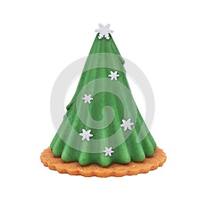 Christmas tree cake, gingerbread cake with snowflakes