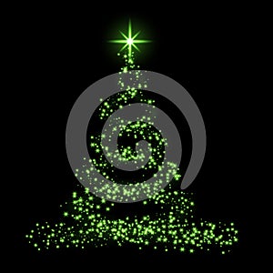 Christmas tree card background. Green Christmas tree as symbol of Happy New Year, Merry Christmas holiday celebration