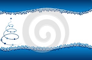 Christmas tree card blue stars flowers