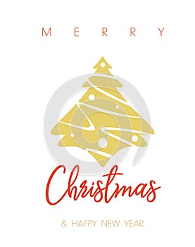 Christmas tree card with Merry Christmas wishes