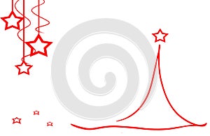 Christmas tree card red stars and flowers