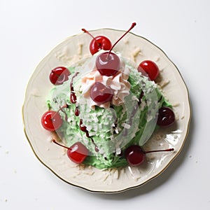 Christmas Tree Cherry Cobbler With Green Frosting And Sprinkles