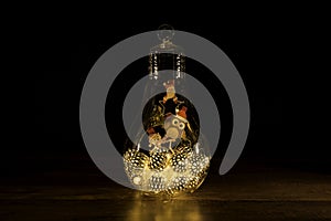 Christmas tree with Christmas lights in glass light bulb