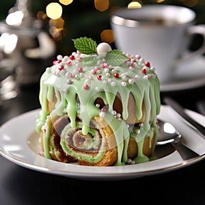 Christmas Tree Cinnamon Rolls With Green Frosting And Sprinkles