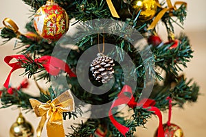 Christmas tree and colorful ornaments