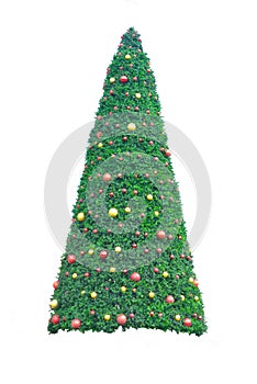 Christmas tree with colorful ornaments, isolated on white