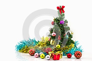 Christmas tree with colorful ornaments.