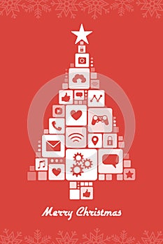 Christmas tree composed of app icons