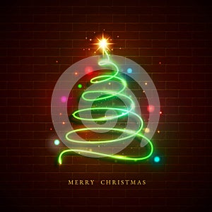 christmas tree concept with neon vector design