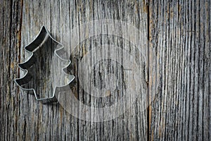 Christmas Tree Cookie Cutter on Rustic Wood