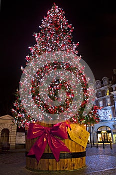 Árbol de navidad en jardín 