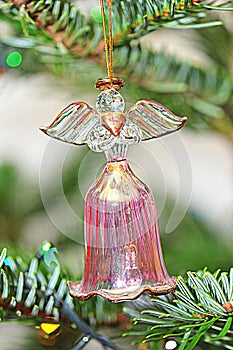 Christmas tree crystal angel bell decoration