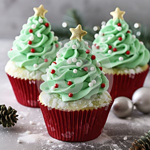 Christmas Tree Cupcakes With Green Frosting - Uhd Image