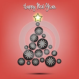 Happy new year. Christmas tree from dartboards photo
