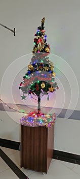 Christmas tree decoraded with lights