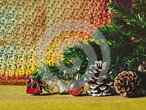 Christmas tree decoration on abstract background