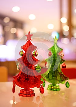 Christmas tree decoration with bokeh