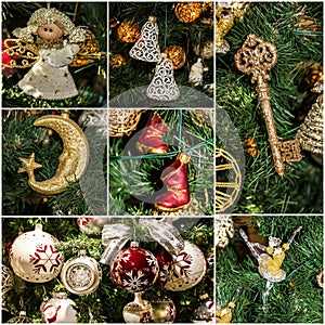 Christmas tree decoration collage holiday