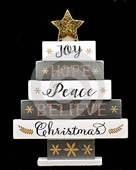 Christmas Tree Decoration, Joy, Hope, Peace, Believe