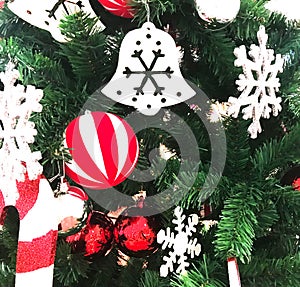 Christmas  tree decoration with ornaments