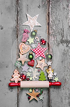 Christmas tree - decoration in shabby chic style - an idea for a