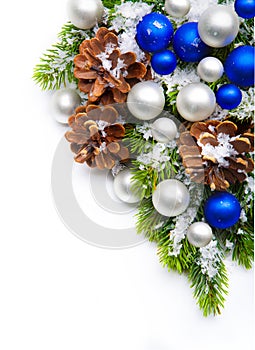 Christmas tree decoration snowflakes frame