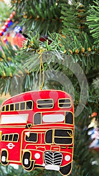 Christmas tree decoration with some british symbols