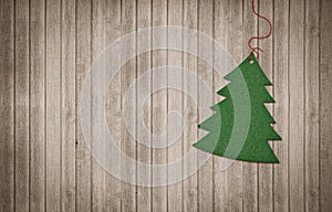 Christmas tree decoration on wood