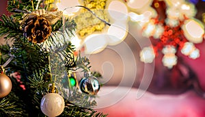 Christmas tree decorations on a blurred background