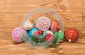 Still life of Christmas-tree decorations. photo