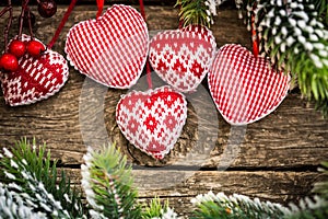 Christmas tree decorations hanging on branch