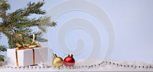 Christmas Tree and decorations on illuminations background
