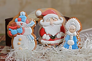 Christmas tree decorations - Santa Claus, Snow Maiden, Snowman, gingerbread.
