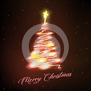 Christmas tree with decorations on Stars Background