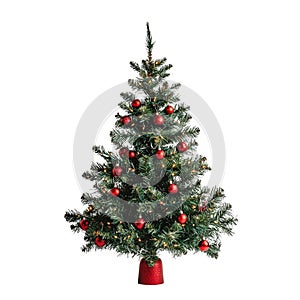 Christmas tree with decorations on transparent background photo