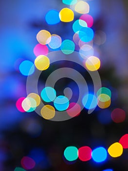 Christmas tree with defocused lights and star