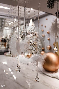 Christmas tree and details in decorated room