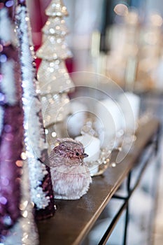 Christmas tree and details in decorated room