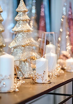 Christmas tree and details in decorated room