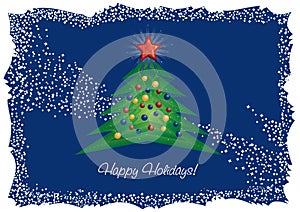 Christmas tree and diamond star greeting card