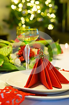 Christmas tree and dinner table