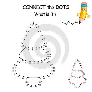 Christmas Tree. Dot to dot game. Connect all dots and you see which winter symbol is hidden on the picture. Join the dots