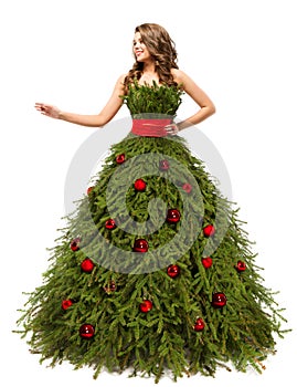 Christmas Tree Dress, Fashion Woman and Present Gifts, White