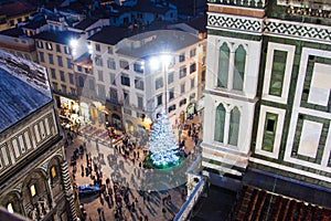 Christmas tree on Duomo square in Florence