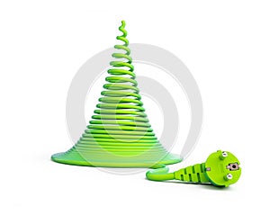 Christmas tree with electric cables